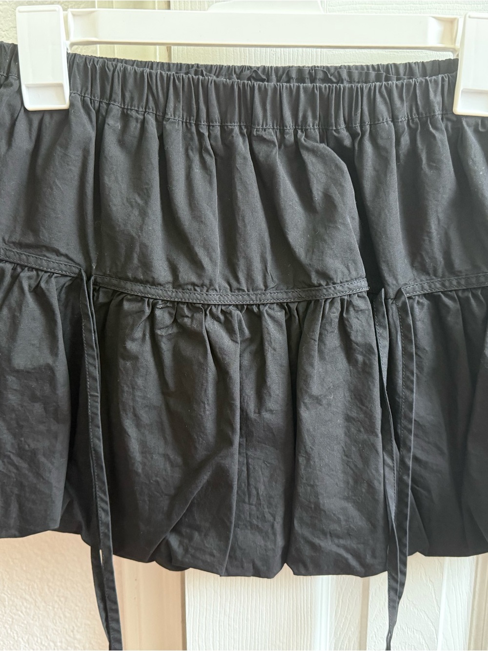 Black Tiered Skirt with Drawstring Detail